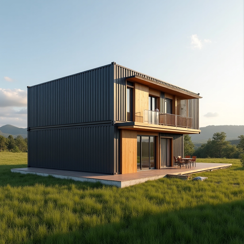 Casă modernă construită din containere maritime
