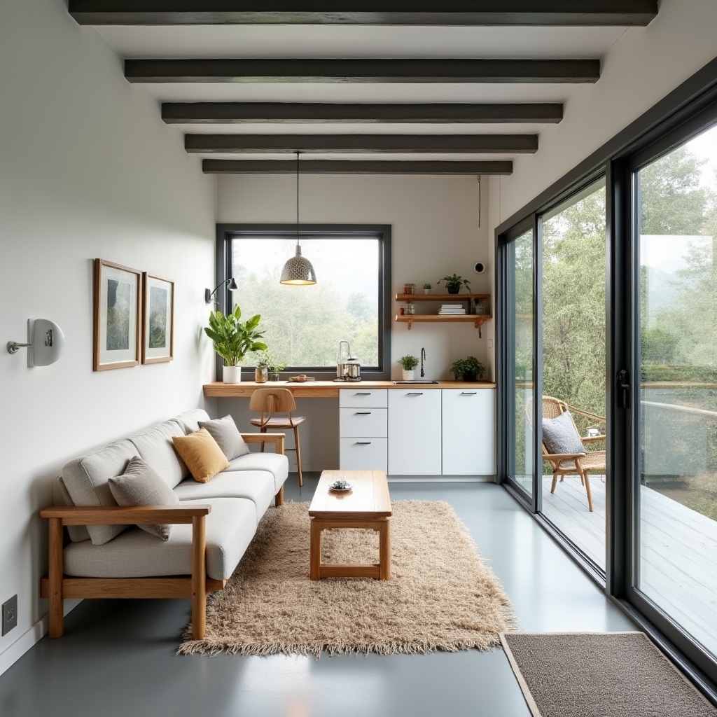 Interior modern al unei case din containere maritime