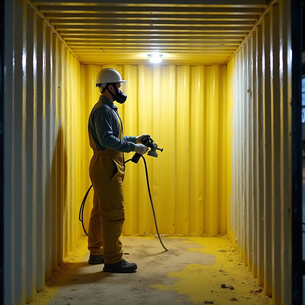 Izolare termică aplicată pe container maritim